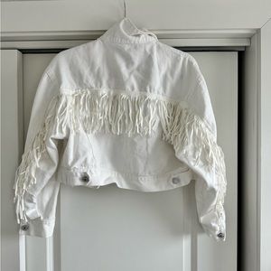White Cropped Fringe Jacket